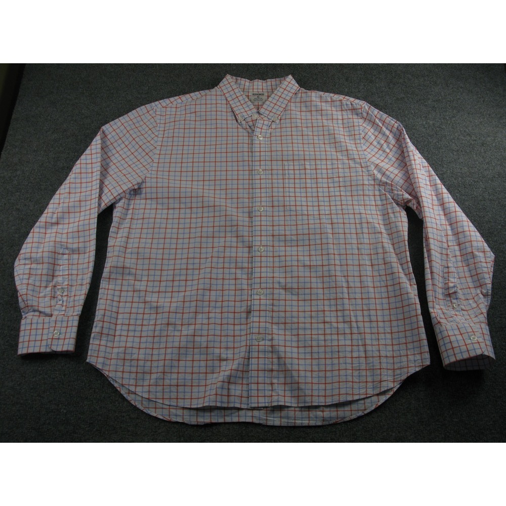 Bonobos Mens XL Button‎ Down Shirt Orange Blue Check Lightweight Cotton 2115
